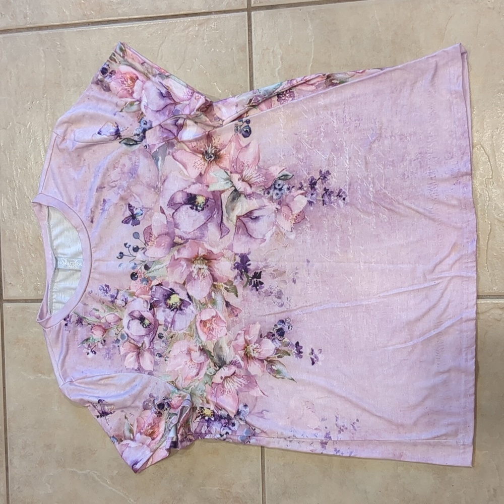 Noracora Purple Floral Print Blouse Size Large